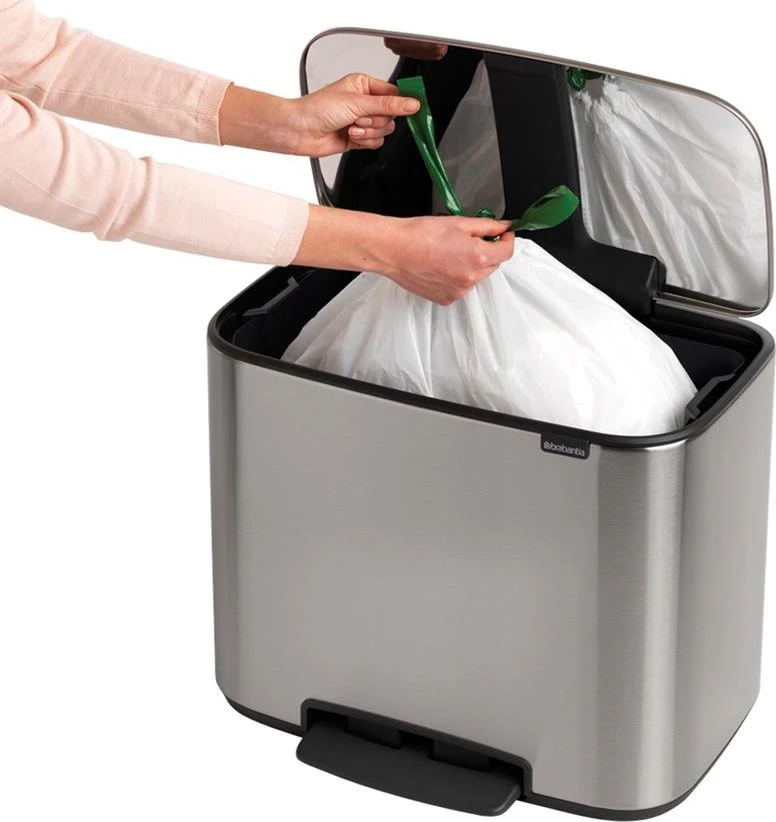 Šiukšlių dėžė su pedalu, Brabantia Bo 36L - plieno spalvos