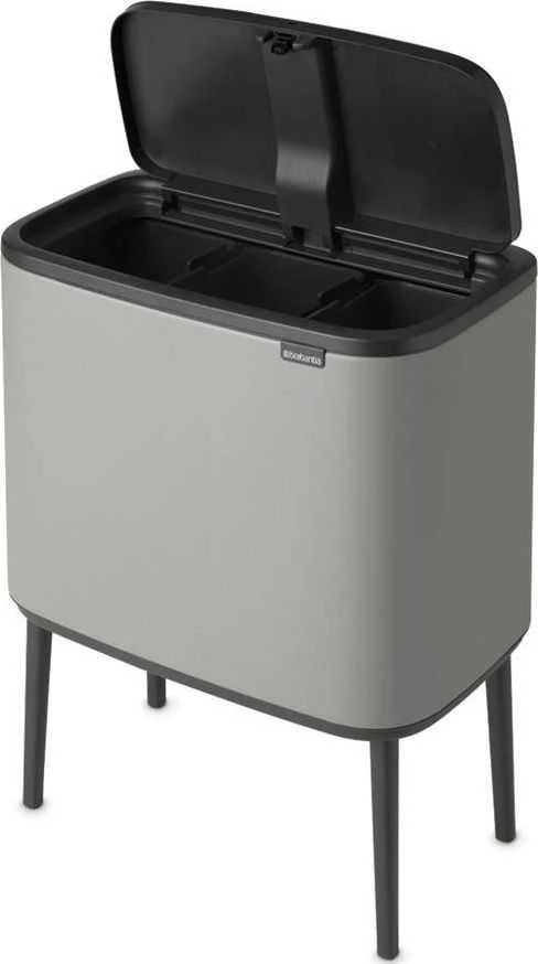Šiukšlių dėžė Brabantia Bo Touch, 3 x 11 l, Betono pilkos spalvos