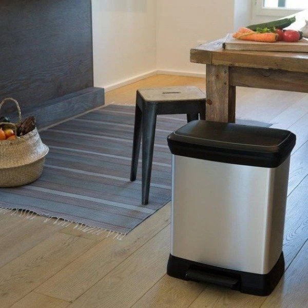 Curver Dviguba šiukšliadėžė su pedalu Deco, sidabrinė, 10l+18l