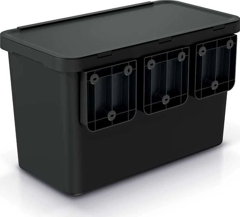 Prosperplast Šiukšliadėžė SYSTEMA 3x10L - juoda recykling