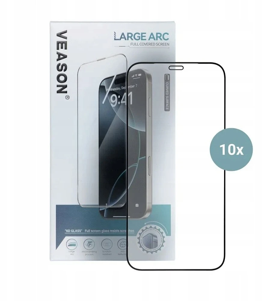 6D grūdintas stiklas Samsung S25 EDGE Pro telefonui Veason Glass (10in1 rinkinys) juodas