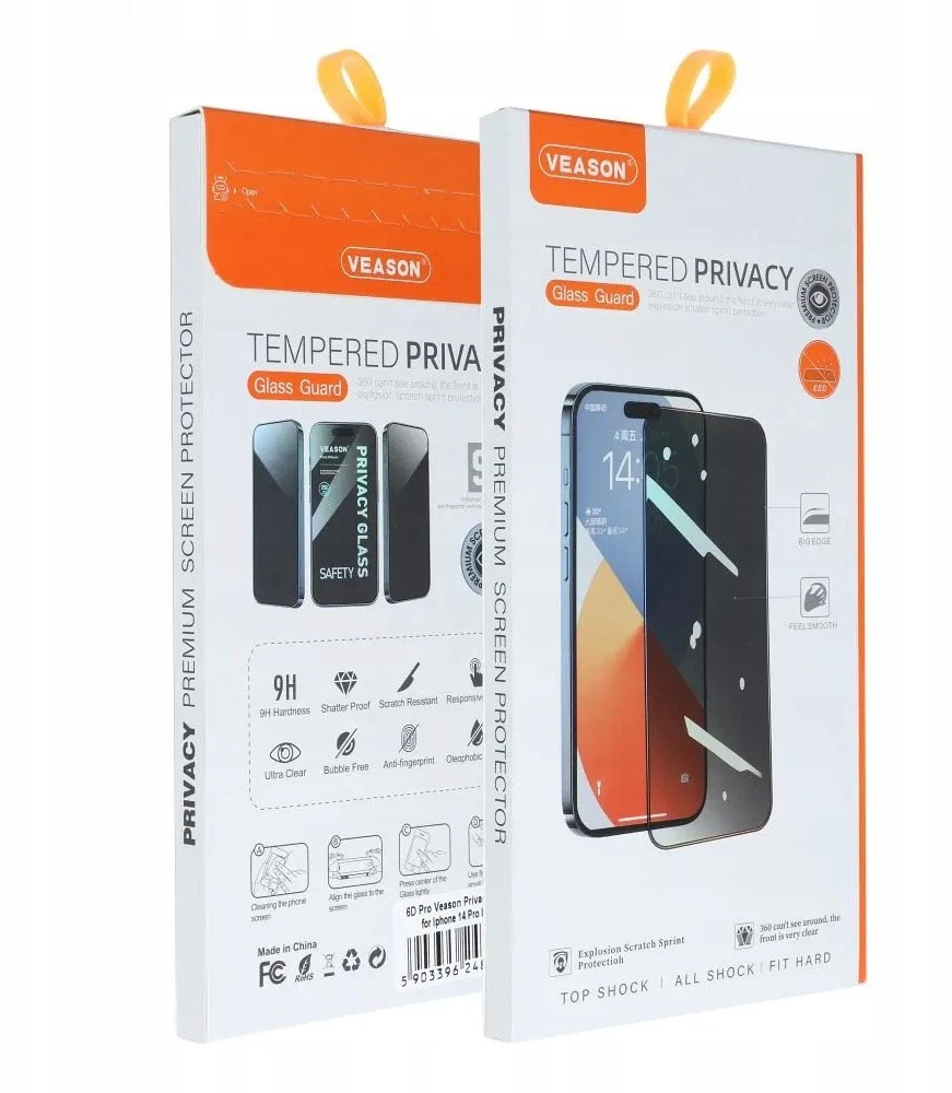6D Pro Veason Privacy Glass - for Iphone 17 Air juodas