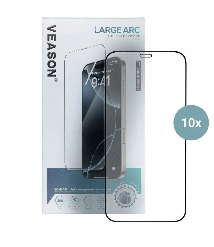 6D grūdintas stiklas Samsung A37 5G Pro telefonui „Veason Glass“ (10in1 rinkinys) juodas