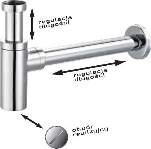 Vedo butelio formos sifonas 5/4'' DN32 chromuotas (VSY1010)