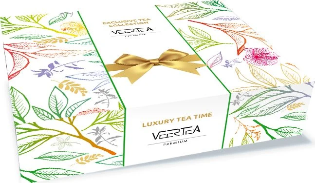 VEERTEA dovanų dėžutė su kaspinėliu ir botaniniais raštais