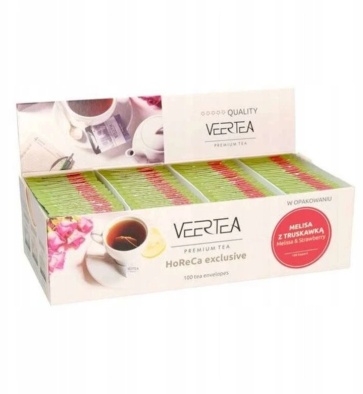 Veertea citrinmelisų ir braškių arbatos pakuotė 100 vnt