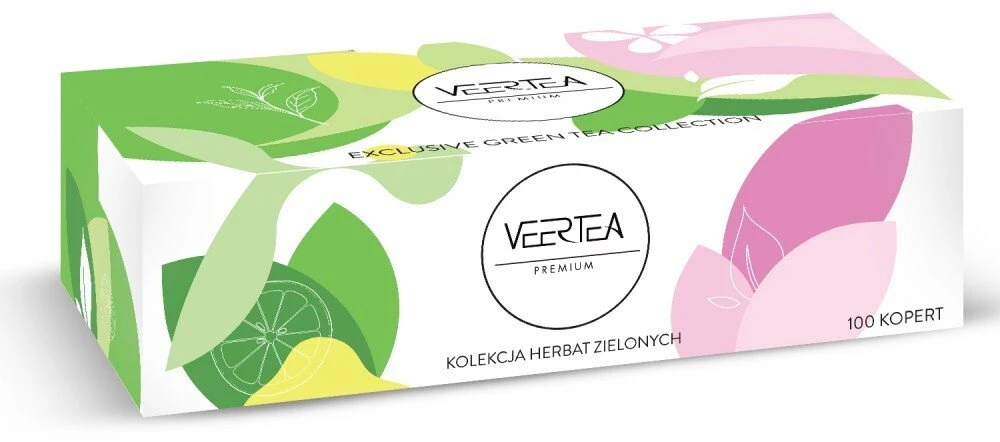 Veertea žaliosios arbatos dėžutė su citrinos motyvais