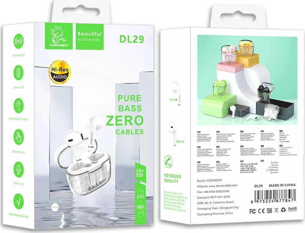 Vega ausinės BLUETOOTH AUSINĖS DENMEN AUSINĖS Žalias DL29 TWS>