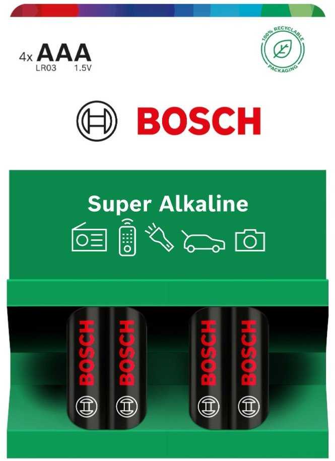 Nezatříděno Vega Baterija BOSCH 4SZT AAA SUPER ALKALINE LR03SA4B/00