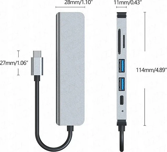 Vega ECOBOX ADAPTER C TYPE-C DALYTUVAS HDMI + TYPE-C + USB + DEX kortelių skaitytuvas>