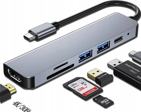 Vega ECOBOX ADAPTER C TYPE-C DALYTUVAS HDMI + TYPE-C + USB + DEX kortelių skaitytuvas>