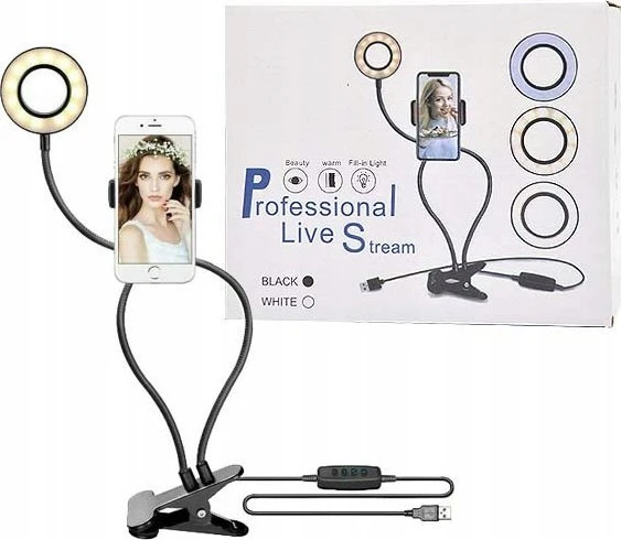 Vega ECOBOX stalinė lempa LED LAMP + UNIVERSALUS HOLDER RING SELFIE LAMP 12W>
