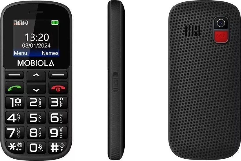 „Vega Mobiola MB200“ dviejų SIM kortelių juodas mobilusis telefonas