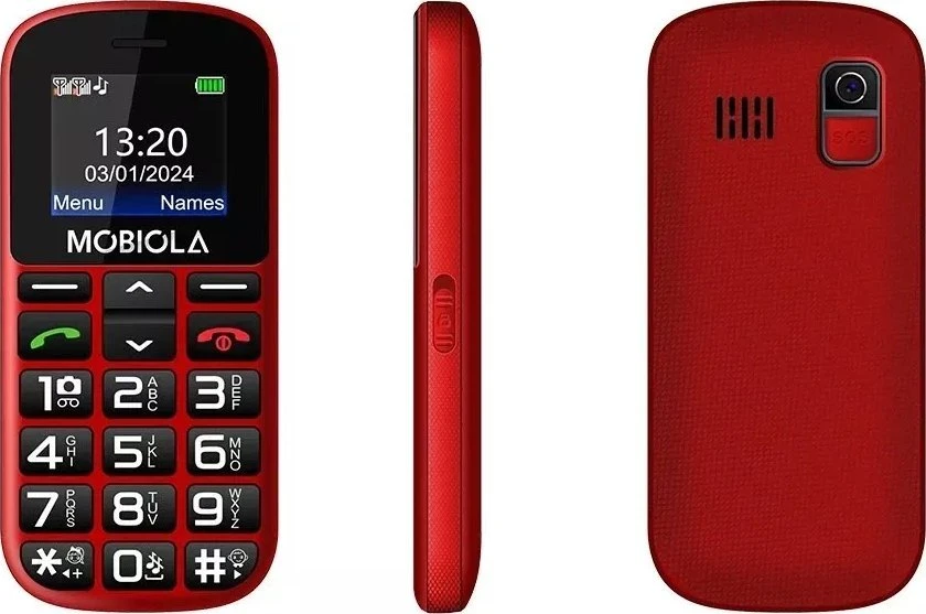 „Vega Mobiola MB200“ dviejų SIM kortelių raudonas mobilusis telefonas
