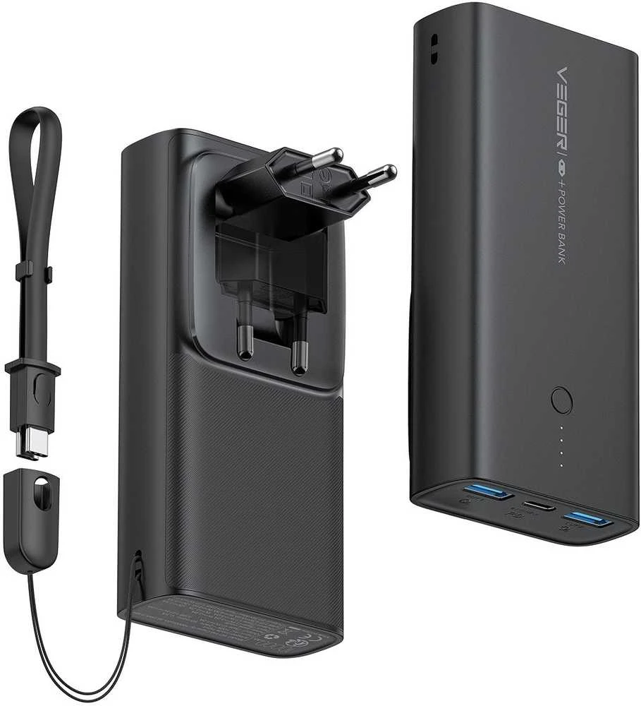 Powerbank Veger ACE100 (W1146) PD QC3.0 20W 10000 mAh juodas