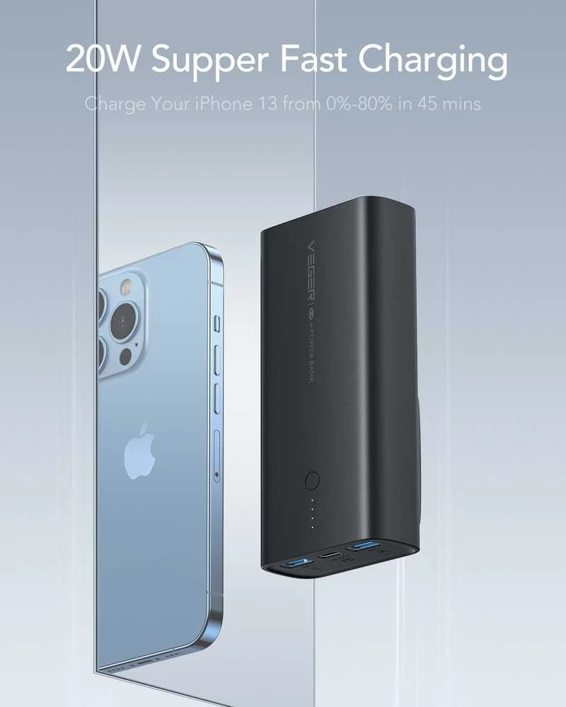 Powerbank Veger ACE100 (W1146) PD QC3.0 20W 10000 mAh juodas