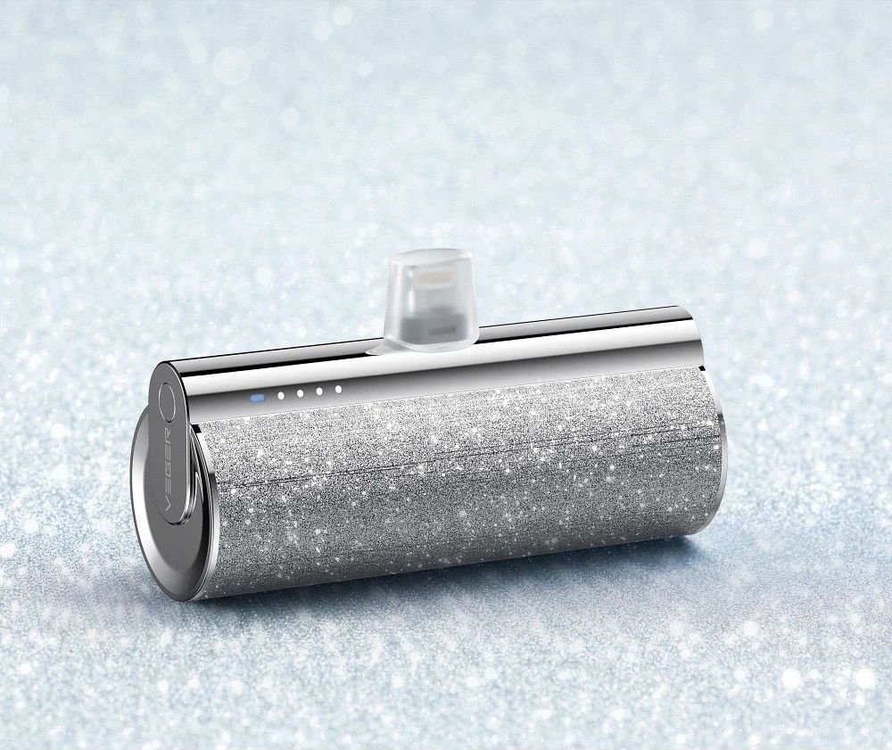 Nešiojamoji baterija Veger PlugOn (W0573P) PD QC3.0 2,4A 12W 5000 mAh su integruota „Lightning“ jungtimi