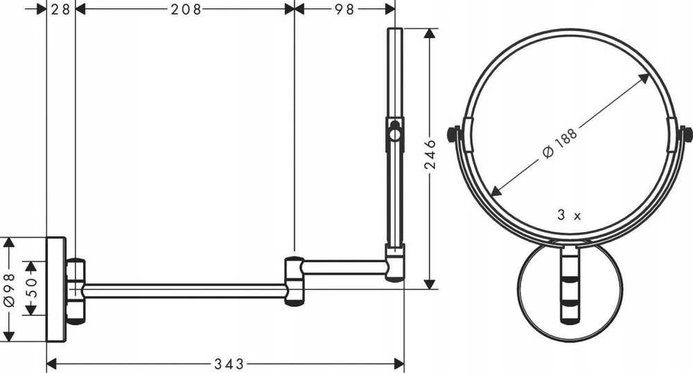 Kosmetinis veidrodis Hansgrohe Logis Universal 73561000