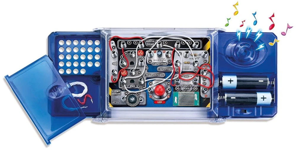 Edukacinis elektronikos rinkinys su 8 eksperimentai (EN kalba) LED & music Velleman