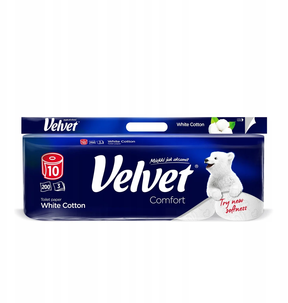 POPIER TUALET VELVET Baltas COTTON COMFOR
