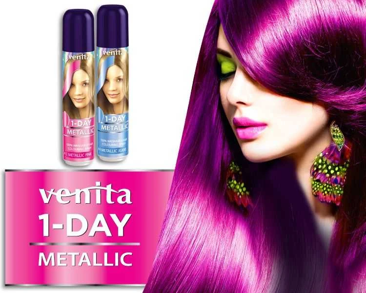 Venita 1-Day Color purškiami rožiniai dažai su modeliu