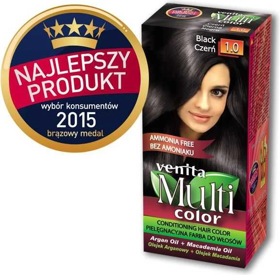 Juodi plaukų dažai Venita MultiColor 1.0 su apdovanojimo ženklu