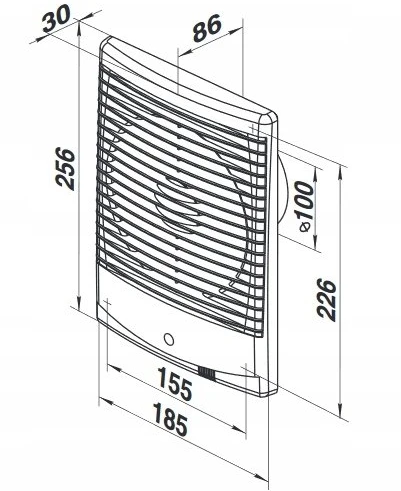 Ventika Ašinis ventiliatorius fi100 230V 14W 98m3/h 34dB standartinis baltas FORTE D100M3