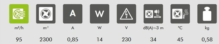 Ventika Aksinis ventiliatorius fi100 230V 14W 95m3 34dB standartinis SIMPLE D100D