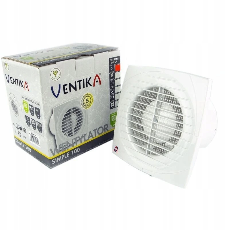Ventika Aksinis ventiliatorius fi100 230V 14W 95m3 34dB standartinis SIMPLE D100D