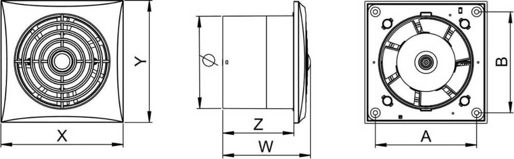 Ventika Išmetimo ventiliatorius Fi 125 13,5W 175M3/H 230V Ipx4 baltas išjungtas Laikmatis, judesio jutiklio tyla Wz125R 0004-00010-66866