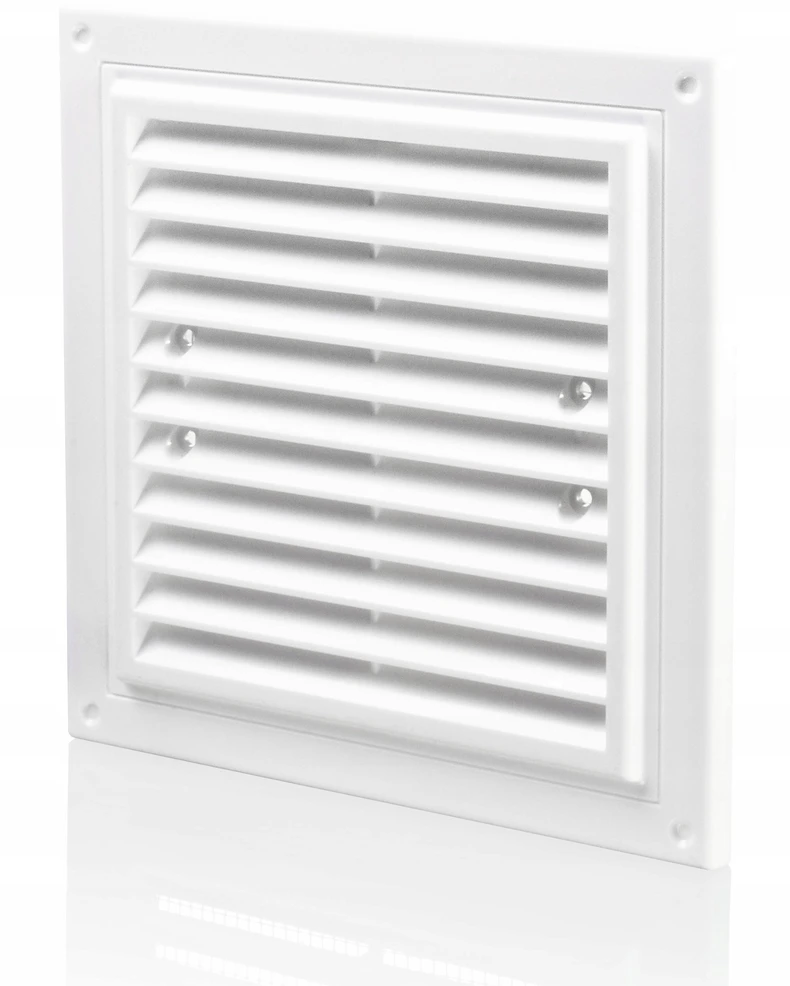 Ventika Vėdinimo grotelės MWR 205X205mm su tinkleliu ir tvirtinimo laikikliais baltos spalvos MWR205X205
