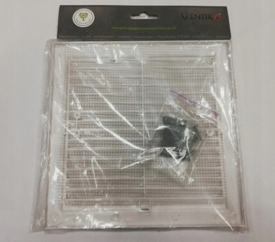 Ventika Vėdinimo grotelės MWR 300X300mm su tinkleliu ir tvirtinimo laikikliais baltos spalvos MWR300X300