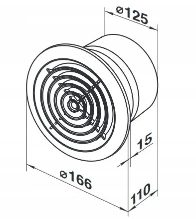 Ventika Lubinis ventiliatorius fi125 230V 16W 125m3/h 35dB rutuliniai guoliai standard CENTRO D125KSEL