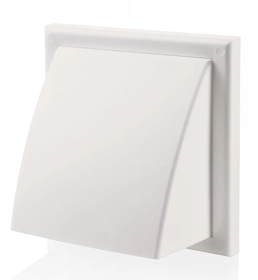 Ventika Sieninis išleidimo angas su atbuliniu vožtuvu ir gaubtu 187x187mm fi 125mm baltas MW122AZPK