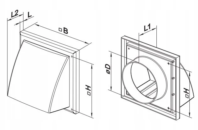 Ventika Sieninis išleidimo angas su atbuliniu vožtuvu ir gaubtu 187x187mm fi 125mm pilkas MW122AZPKGR