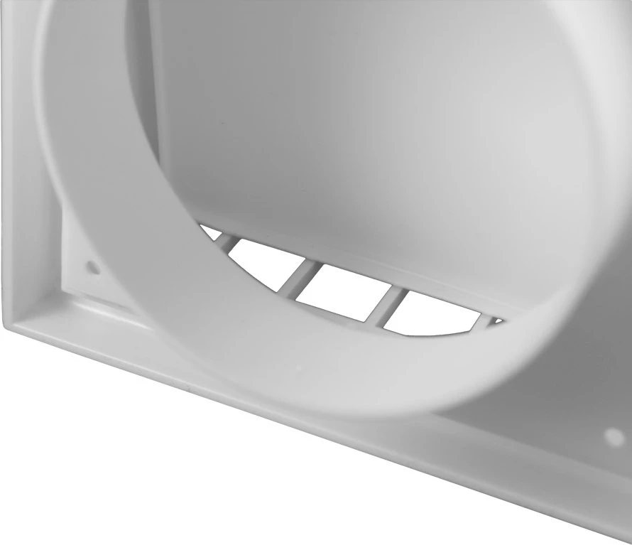Ventika Sieninis išleidimo angas su atbuliniu vožtuvu ir gaubtu 187x187mm fi 125mm baltas MW122AZPK