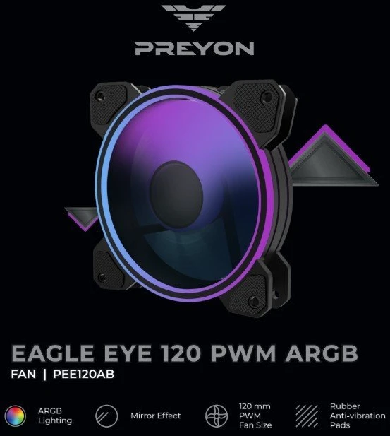 Ventilatorius PREYON Eagle Eye 120 PWM ARGB (PEE1201B)