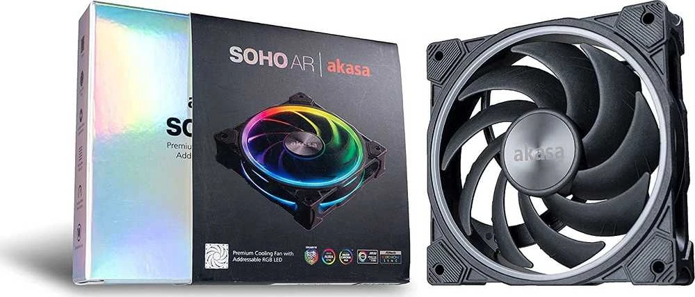 Akasa SOHO AR Addressable-RGB korpuso ventiliatorius, juodos spalvos – 120mm