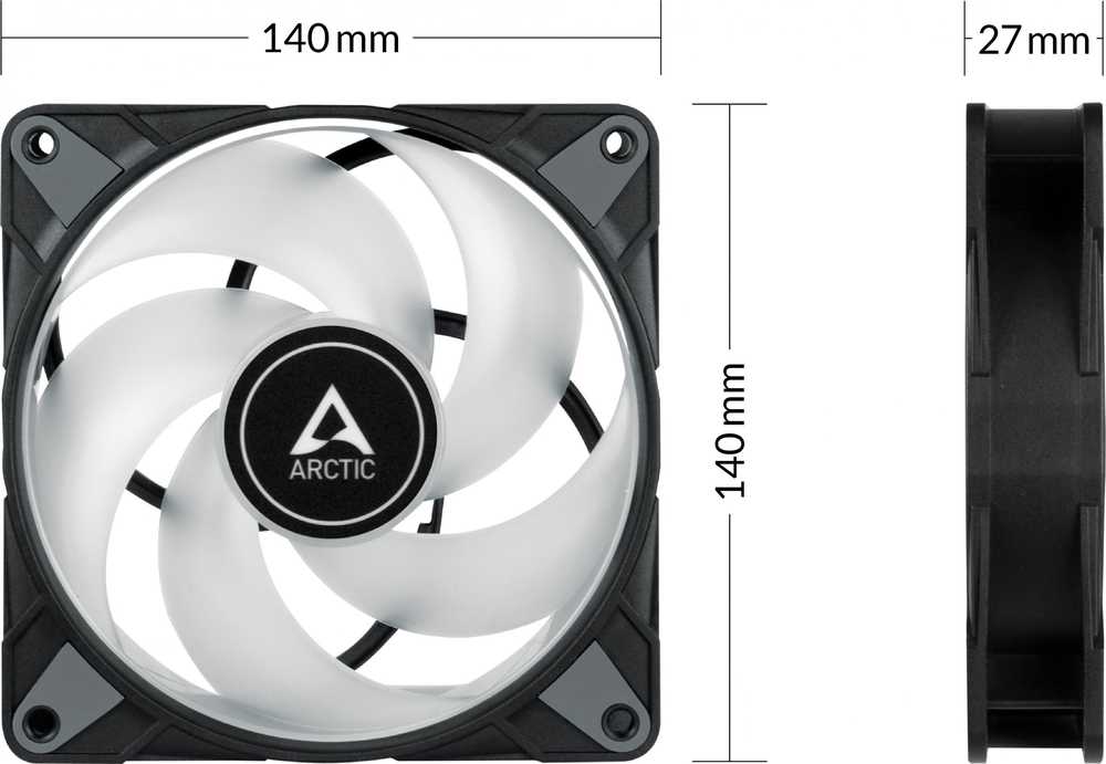 Wentylator Arctic P14 PWM PST RGB 0dB 3-pack + Hub (ACFAN00256A)