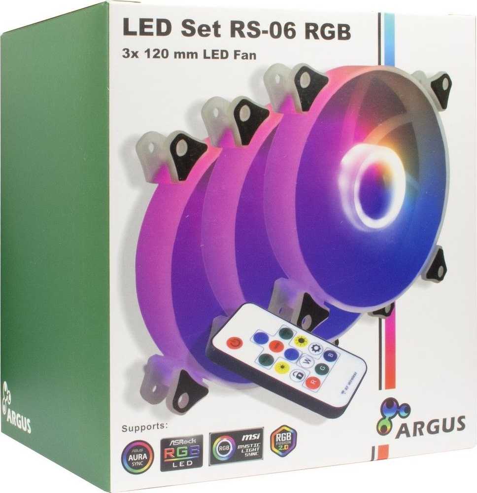 Inter-Tech Lüfter 120*120*25 ARGUS RGB-FAN SET RS-06 retail