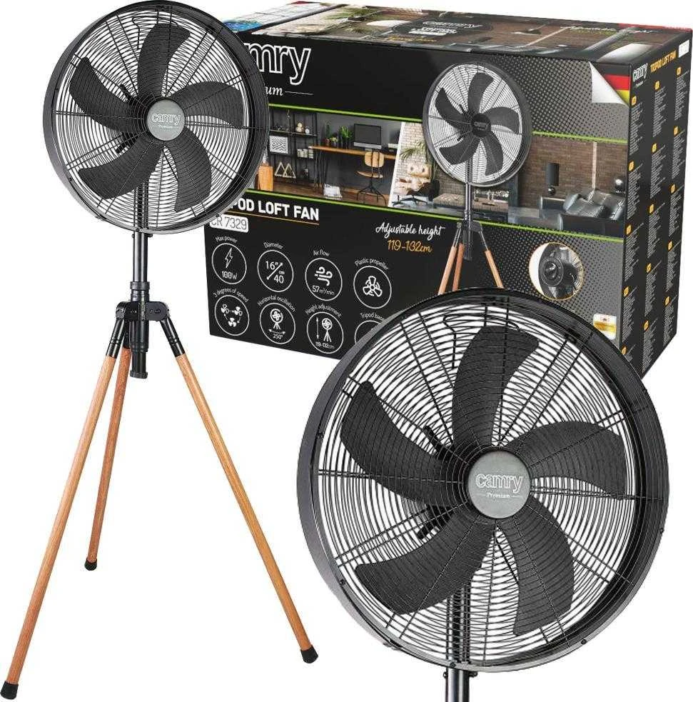 Ventiliatorius Camry | CR 7329 | Tripod Loft Fan | 100 W | Diameter 40 cm | Greičių skaičius 3 | Oscillation | Juodas