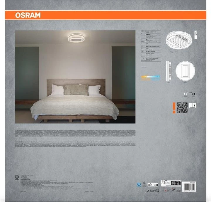 Lubinis šviestuvas Osram 55W LED paviršinis šviestuvas - ventiliatorius, baltas, 3000/6500K, dimeriuojamas
