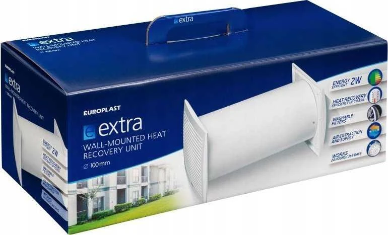 Ventiliatorius Sieninis rekuperatorius su jungikliu EUROPLAST E-EXTRA DN100