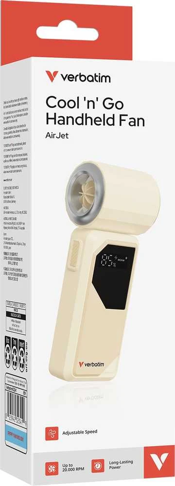 Ventiliatorius LG Verbatim Fan R�czny, Cool n Go AirJet, bia�o-sidabrinė