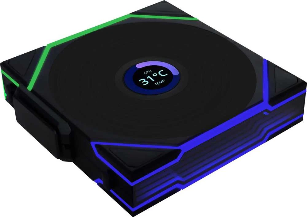 Lian Li UNI FAN TL Wireless LCD korpuso ventiliatorius, ARGB, PWM – 120 mm, juodos spalvos