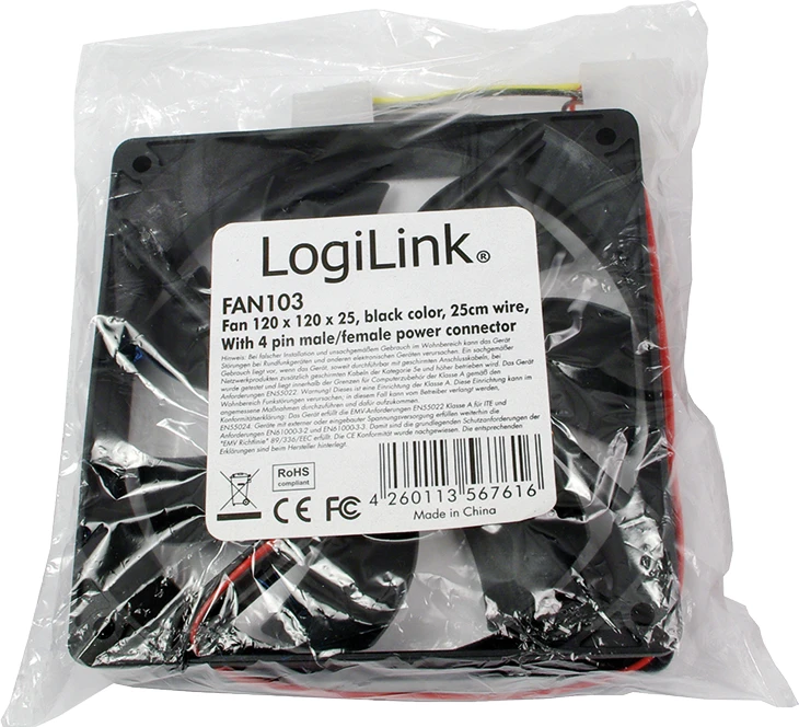 Logilink | FAN103 | Juodas | Case fan