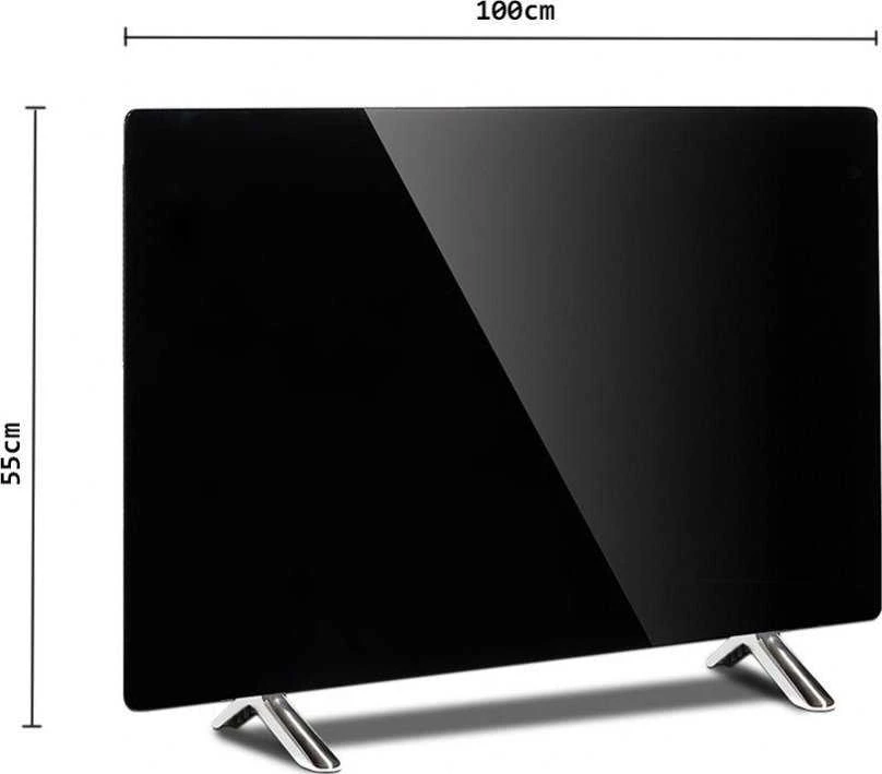 Szklany „Maclean“ stiklinis šildymo skydelis, infraraudonųjų spindulių 600 W, laikmatis, nuotolinio valdymo pultas, termostatas, „WiFi Tuya“, juodas, 55 x 100 cm, MCE536