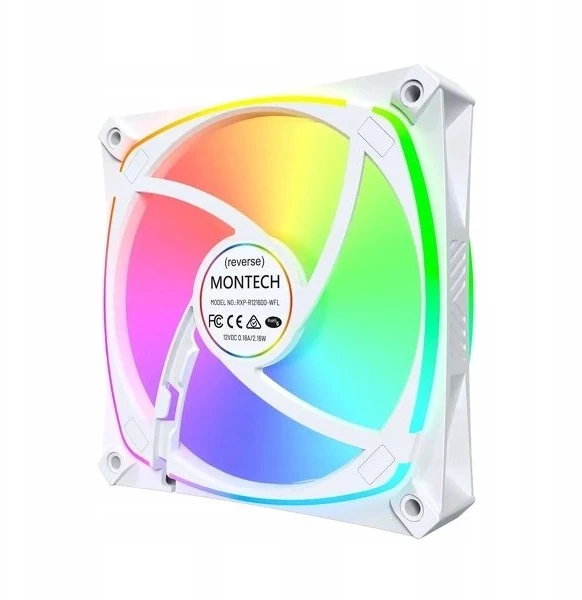 „Montech RX120 PRO PWM“ reversinis ventiliatorius, ARGB Ø 120 mm, baltas