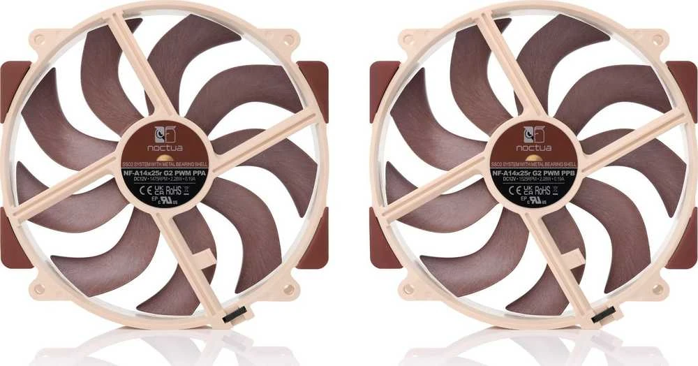 Noctua NF-A14X25R G2 PWM SX2-PP kompiuterio aušinimo sistema Kompiuterio dėklas Ventiliatorius 14 cm