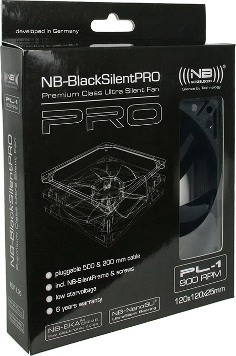 Noiseblocker juodos spalvosSilent Pro korpuso ventiliatoriusPL1 – 120mm